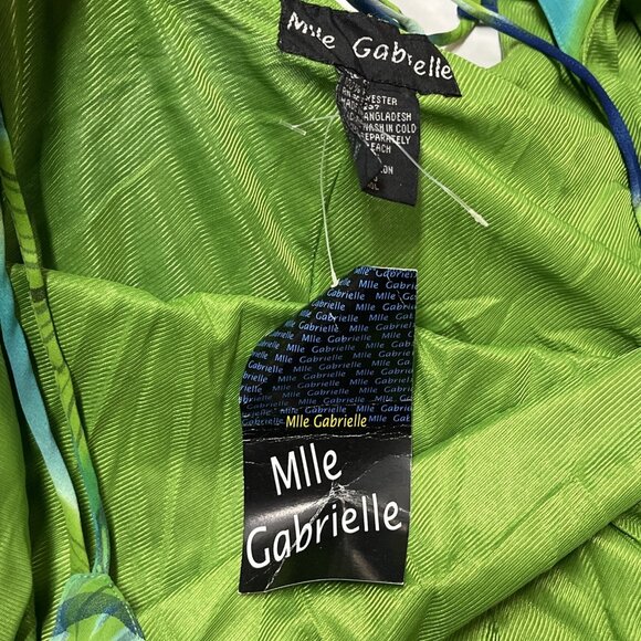 Mlle Gabrielle Dress Women 24 Green Chiffon Tropical Floral Maxi Vacation Resort - Picture 9 of 13